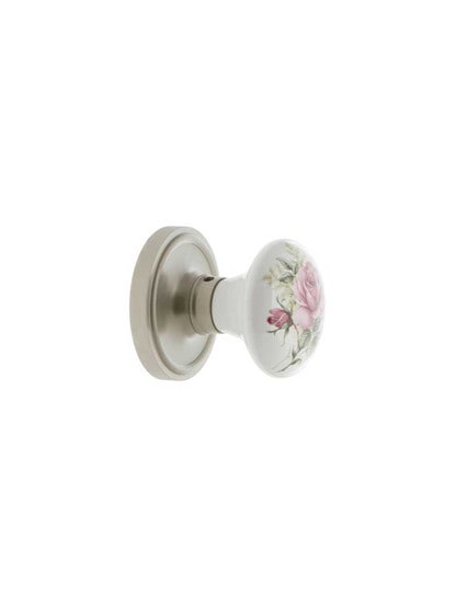 Alternate View 2 of Classic Rosette Door Set with Rose Porcelain Knobs.