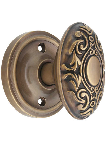 Classic Rosette Door Set with Decorative Oval Knobs in Antique-By-Hand
