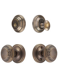 Classic Rosette Entry Set with Ovolo Knobs in Antique-By-Hand