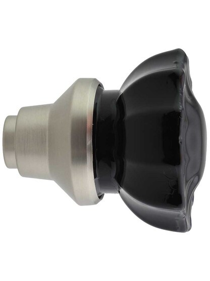 Alternate View 3 of Pair of Black Fluted Crystal Glass Door Knobs.