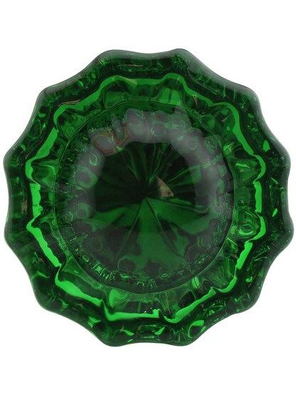 Alternate View of Pair of Emerald Fluted Crystal Glass Door Knobs.