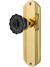 Streamline Deco Door Set with Colored Fluted Crystal-Glass Knobs