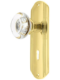 Streamline Deco Door Set with Round Crystal Glass Knobs and Keyhole