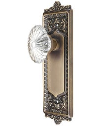 Egg & Dart Door Set with Oval Fluted Crystal Glass Knobs in Antique-By-Hand