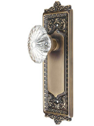 Egg & Dart Door Set with Oval Fluted Crystal Glass Knobs in Antique-By-Hand