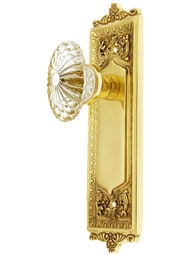 Egg and Dart Style Door Set with Oval Fluted Crystal Glass Knobs.