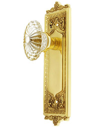 Egg & Dart Style Door Set with Oval Fluted Crystal Glass Knobs