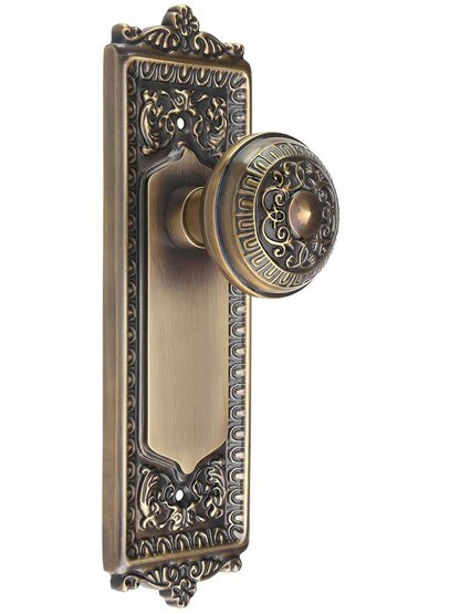 Egg and Dart Style Door Set with Egg and Dart Knobs In Antique-By-Hand.