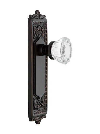 Alternate View 2 of Egg and Dart Style Door Set with Fluted Crystal Glass Door Knobs