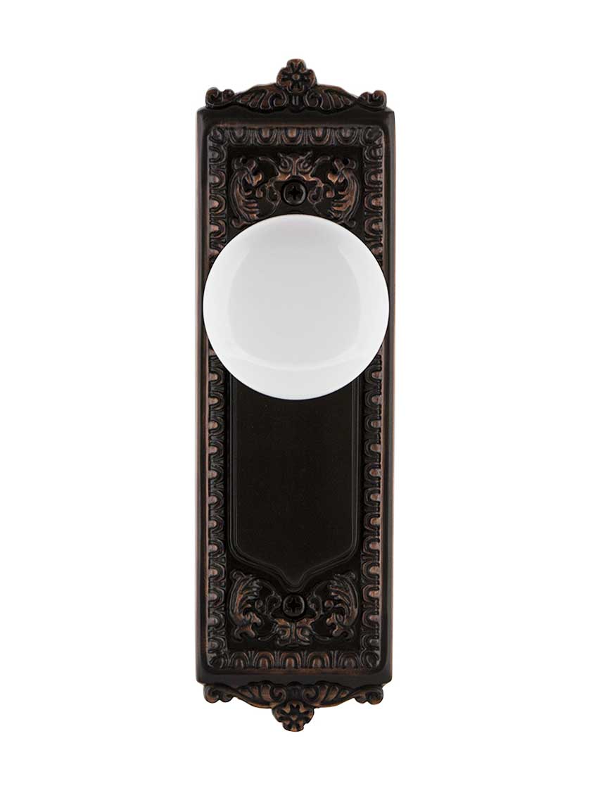 Alternate View of Egg and Dart Style Door Set with White Porcelain Door Knobs