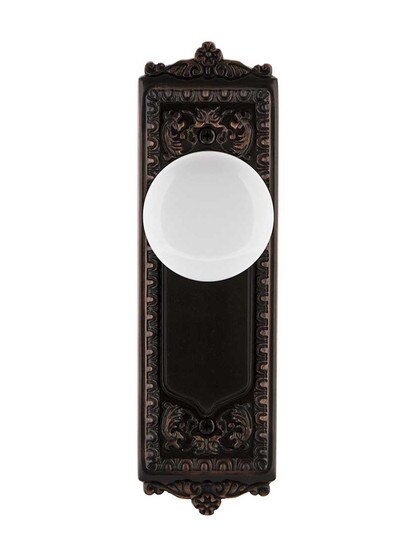 Alternate View of Egg and Dart Style Door Set with White Porcelain Door Knobs