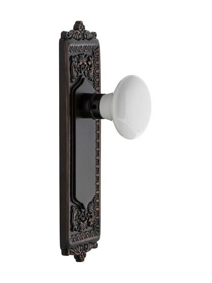 Alternate View 2 of Egg and Dart Style Door Set with White Porcelain Door Knobs