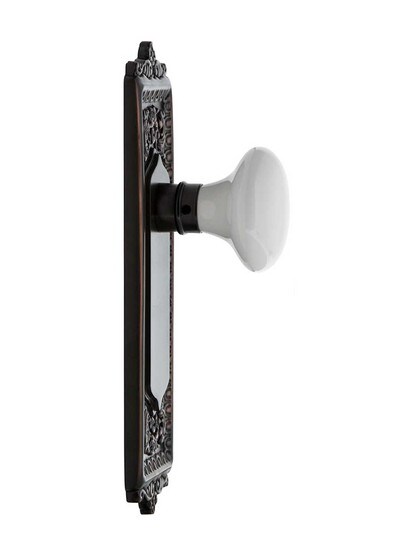 Alternate View 3 of Egg and Dart Style Door Set with White Porcelain Door Knobs