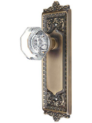 Egg & Dart Door Set with Waldorf Crystal Glass Knobs in Antique-By-Hand