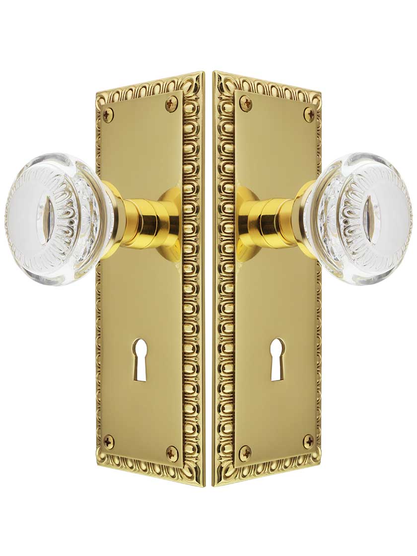 Alternate View of Ovolo Mortise-Lock Set with Ovolo Crystal-Glass Knobs and Keyhole.