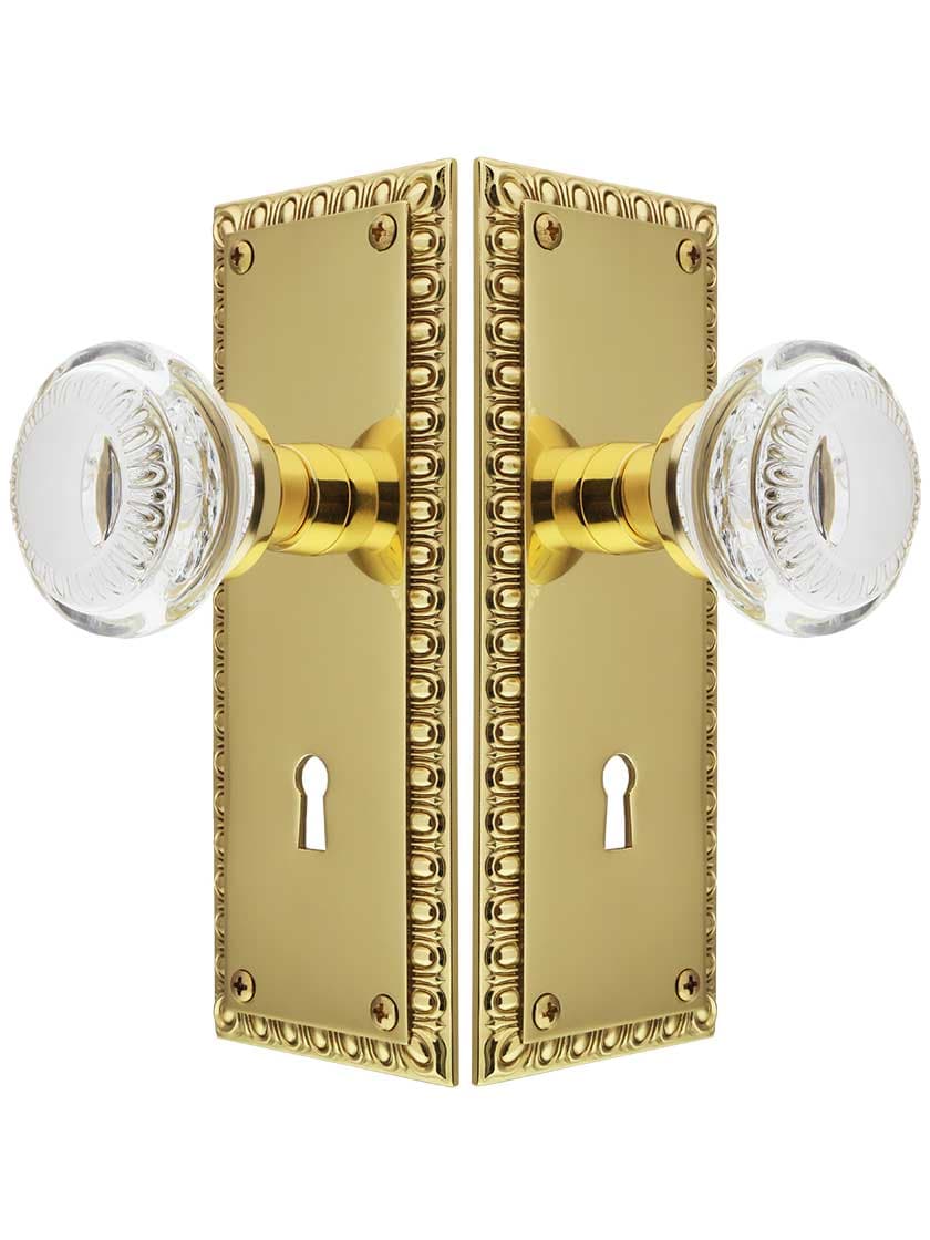 Alternate View of Ovolo Mortise-Lock Set with Ovolo Crystal-Glass Knobs and Keyhole.