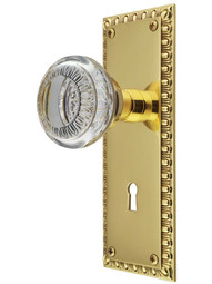 Ovolo Mortise-Lock Set with Ovolo Crystal-Glass Knobs and Keyhole.