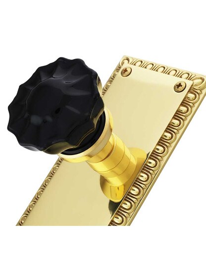 Alternate View 3 of Ovolo Mortise-Lock Set with Colored Fluted Crystal Glass Knobs.
