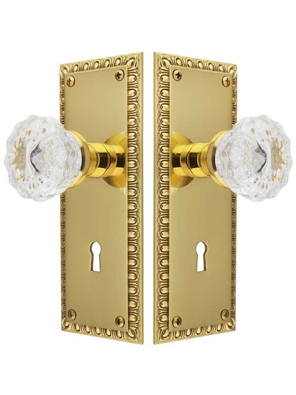 Alternate View of Ovolo Mortise-Lock Set with Fluted Crystal Glass Knobs.