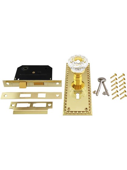 Alternate View 4 of Ovolo Mortise-Lock Set with Fluted Crystal Glass Knobs.