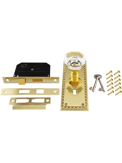 Alternate View 4 of Ovolo Mortise-Lock Set with Waldorf Crystal Glass Knobs.