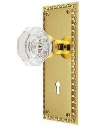 Ovolo Mortise-Lock Set with Waldorf Crystal Glass Knobs