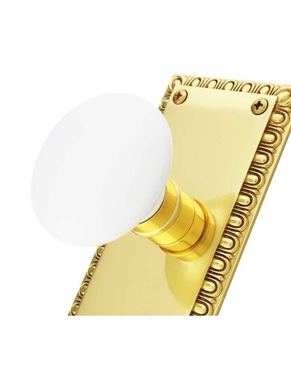 Alternate View 3 of Ovolo Mortise-Lock Set with White Porcelain Knobs.