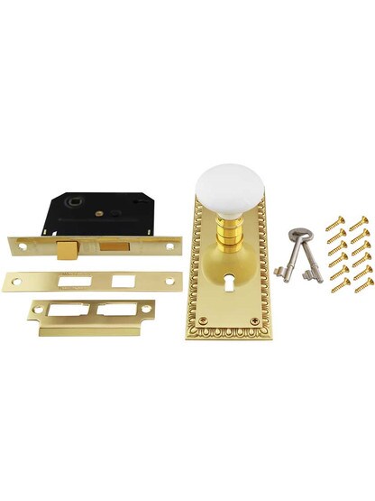 Alternate View 4 of Ovolo Mortise-Lock Set with White Porcelain Knobs.