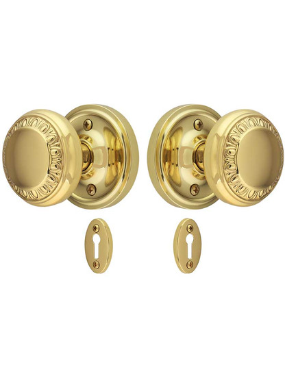 Alternate View of Classic Rosette Mortise-Lock Set with Ovolo Knobs.