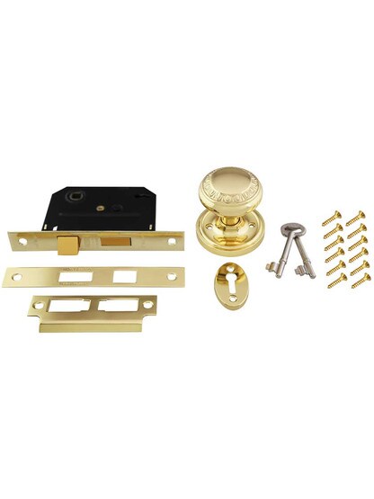 Alternate View 4 of Classic Rosette Mortise-Lock Set with Ovolo Knobs.