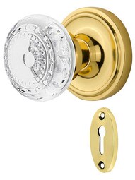 Classic Rosette Mortise-Lock Set with Meadows Crystal-Glass Knobs