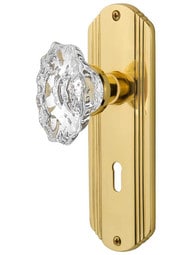 Streamline Deco Mortise-Lock Set with Chateau Crystal Glass Knobs