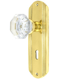 Streamline Moderne Mortise Lock Set With Waldorf Crystal Knobs