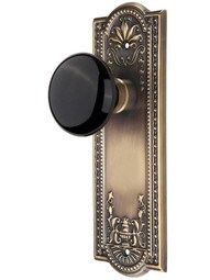 Meadows Door Set with Black Porcelain Knobs in Antique-By-Hand.