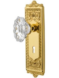 Egg and Dart Mortise-Lock Set with Chateau Crystal Glass Knobs