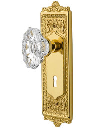 Egg and Dart Mortise-Lock Set with Chateau Crystal Glass Knobs.