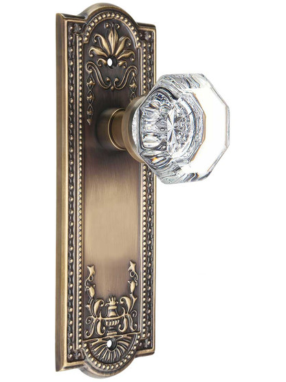 Meadows Door Set with Waldorf Crystal Glass Knobs in Antique-By-Hand