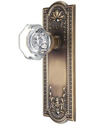 Meadows Door Set with Waldorf Crystal Glass Knobs in Antique-By-Hand.