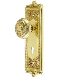 Egg and Dart Design Mortise Lock Set With Matching Knobs