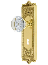 Egg and Dart Style Mortise Lock Set with Waldorf Crystal Door Knobs