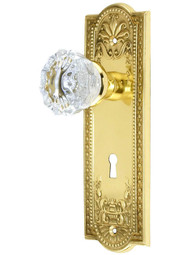 Meadows Style Mortise Lock Set with Fluted Crystal Glass Door Knobs