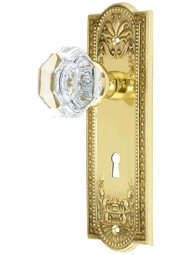 Meadows Style Mortise Lock Set with Waldorf Crystal Door Knobs