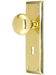 New York Mortise Lock Set With Round Brass Knobs
