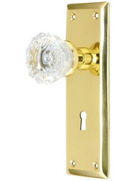 New York Mortise Lock Set With Fluted Crystal Door Knobs