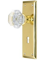 New York Style Mortise Lock Set with Waldorf Crystal Door Knobs