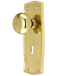 Prairie Design Mortise Lock Set With Round Brass Knobs