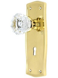 Prairie Design Mortise Lock Set With Fluted Crystal Door Knobs