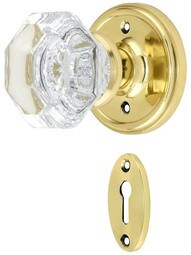 Classic Rosette Mortise Lock Set With Waldorf Crystal Knobs