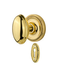 Rope Rosette Mortise-Lock Set with Homestead Knobs
