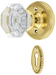 Rope Rosette Mortise Lock Set With Waldorf Crystal Knobs